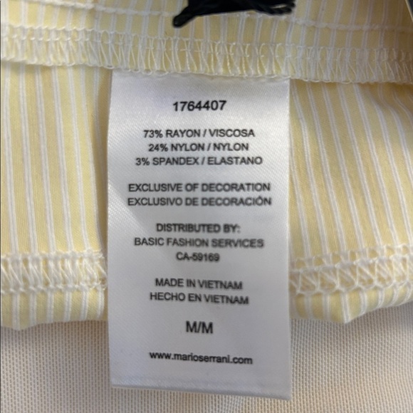 Mario Serrani Yellow & White Seersucker Stripe Pull On Cropped Pants Size M New - Picture 6 of 6